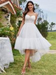 Tulle Corset Top Sweetheart High-Low Wedding Dress – Ivory