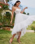 Tulle Corset Top Sweetheart High-Low Wedding Dress – Ivory