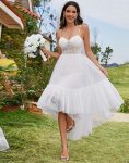 Tulle Corset Top Sweetheart High-Low Wedding Dress – Ivory