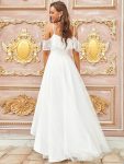 Cold Shoulder Lace High-Low Wedding Dress – Cream