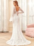 Sweetheart Long Bell Sleeve Mermaid Wedding Dress – Cream