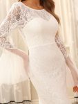 Sweetheart Long Bell Sleeve Mermaid Wedding Dress – Cream