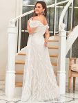 Custom Size Embroidered Spaghetti Strap Sweetheart Wedding Dress – Cream