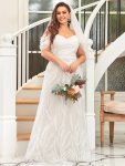 Custom Size Embroidered Spaghetti Strap Sweetheart Wedding Dress - Cream