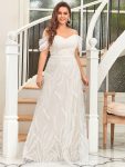 Custom Size Embroidered Spaghetti Strap Sweetheart Wedding Dress – Cream