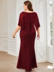 Lace Fishtail Chiffon Coverup Mother of the Bride Dress – Burgundy