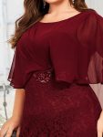 Lace Fishtail Chiffon Coverup Mother of the Bride Dress – Burgundy