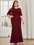 Lace Fishtail Chiffon Coverup Mother of the Bride Dress – Burgundy