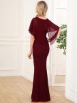 Lace Fishtail Chiffon Coverup Mother of the Bride Dress – Burgundy