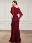 Lace Fishtail Chiffon Coverup Mother of the Bride Dress – Burgundy