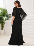 Lace Fishtail Chiffon Coverup Mother of the Bride Dress – Black