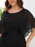 Lace Fishtail Chiffon Coverup Mother of the Bride Dress – Black