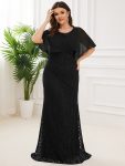 Lace Fishtail Chiffon Coverup Mother of the Bride Dress – Black