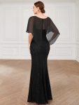 Lace Fishtail Chiffon Coverup Mother of the Bride Dress – Black