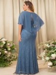 Lace Fishtail Chiffon Coverup Mother of the Bride Dress – Dusty Navy