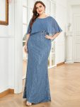 Lace Fishtail Chiffon Coverup Mother of the Bride Dress – Dusty Navy