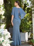 Lace Fishtail Chiffon Coverup Mother of the Bride Dress – Dusty Navy