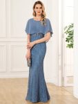 Lace Fishtail Chiffon Coverup Mother of the Bride Dress – Dusty Navy