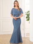 Lace Fishtail Chiffon Coverup Mother of the Bride Dress – Dusty Navy