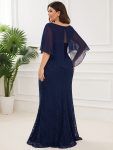 Lace Fishtail Chiffon Coverup Mother of the Bride Dress – Navy Blue