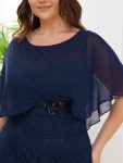 Lace Fishtail Chiffon Coverup Mother of the Bride Dress – Navy Blue