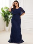 Lace Fishtail Chiffon Coverup Mother of the Bride Dress – Navy Blue