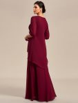 Two-Piece Square Neck Chiffon A-Line Mother of the Bride Dress – Burgundy