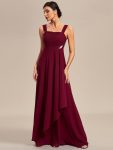 Two-Piece Square Neck Chiffon A-Line Mother of the Bride Dress – Burgundy