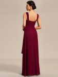 Two-Piece Square Neck Chiffon A-Line Mother of the Bride Dress – Burgundy