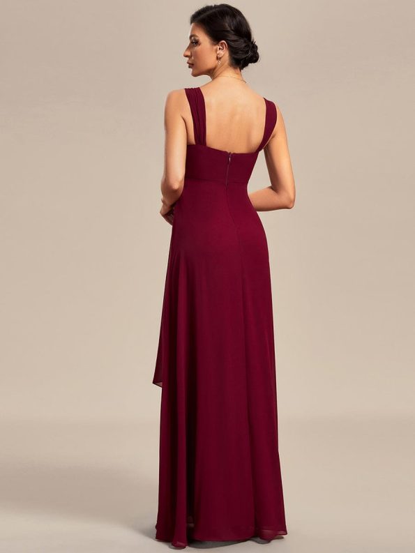 Two-Piece Square Neck Chiffon A-Line Mother of the Bride Dress - Burgundy