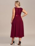 Plus Size Square Neckline A-Line Chiffon Mother of the Bride Dress with Lace Cardigan – Burgundy