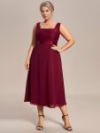 Plus Size Square Neckline A-Line Chiffon Mother of the Bride Dress with Lace Cardigan – Burgundy