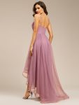 Stylish Floral Embroidered Waist High-Low Prom Dress – Purple Orchid