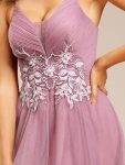 Stylish Floral Embroidered Waist High-Low Prom Dress – Purple Orchid