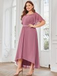 Plus Size Boat Neck Formal Dress with Sleeves – Purple Orchid