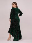 Women’s Stylish Bodycon High-Low Velvet Party Dress – Dark Green