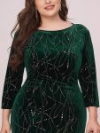 Women’s Stylish Bodycon High-Low Velvet Party Dress – Dark Green