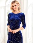 Women’s Stylish Bodycon High-Low Velvet Party Dress – Royal Blue