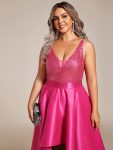 Sparkly Bodice High Low Prom Dresses for Women – Hot Pink