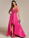 Sparkly Bodice High Low Prom Dresses for Women – Hot Pink