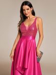 Sparkly Bodice High Low Prom Dresses for Women – Hot Pink