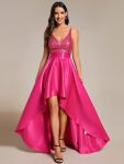 Sparkly Bodice High Low Prom Dresses for Women – Hot Pink