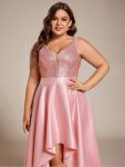 Sparkly Bodice High Low Prom Dresses for Women – Pink