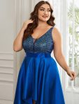 Sparkly Bodice High Low Prom Dresses for Women – Sapphire Blue