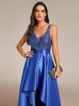 Sparkly Bodice High Low Prom Dresses for Women – Sapphire Blue