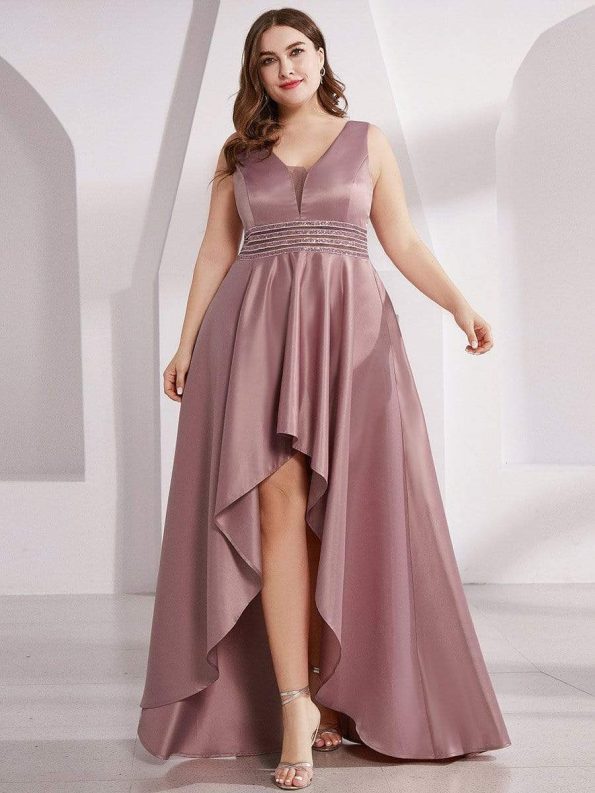 Women's V-Neck High Low Cocktail Party Dresses - Purple Orchid