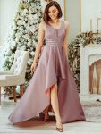 Women’s V-Neck High Low Cocktail Party Dresses – Purple Orchid