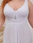 Plus Size Chiffon Formal V-Neck High-Low Cocktail Dress – White