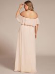 Plus Size Off the Shoulder Formal Bridesmaid Dress with Thigh Split – Blush