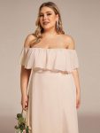 Plus Size Off the Shoulder Formal Bridesmaid Dress with Thigh Split – Blush